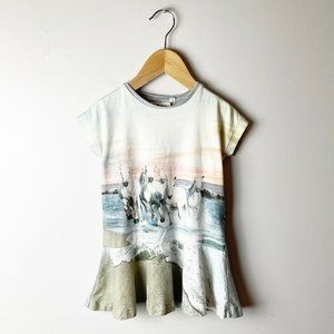 MOLO Kids Girl 2-3 Toddler Wild Horses Gray Beach Drop Waist Dress